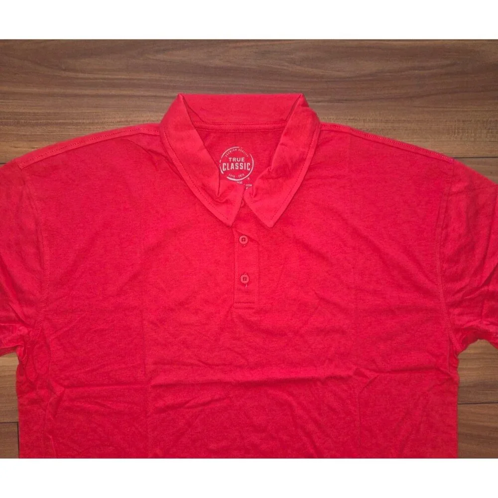 True Classic Red Short Sleeve Polo Shirt Men's Size XL NEW - Picture 2 of 4